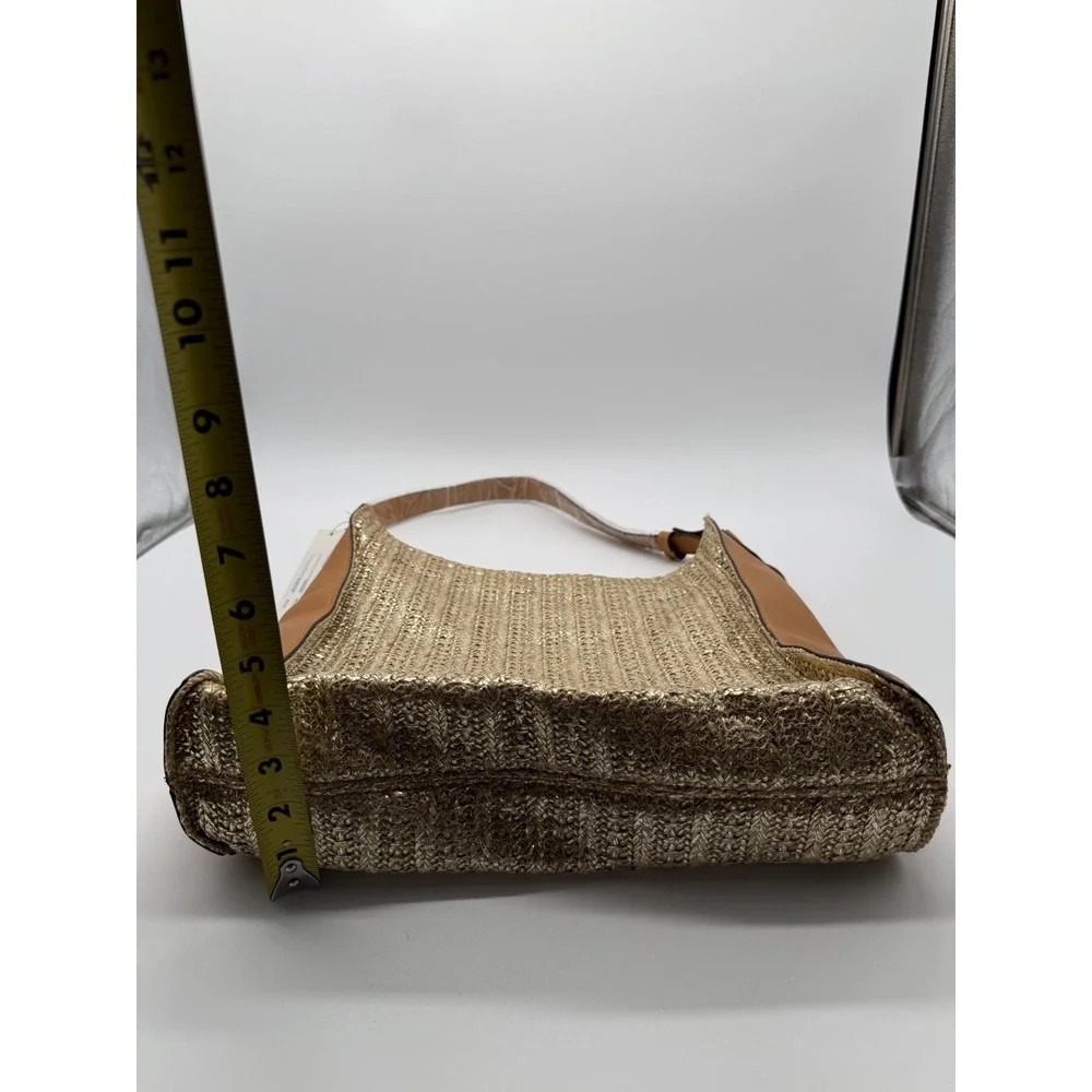 Sondra‎ Roberts Hobo Bag Large Gold New Woven Metallic Tassel 40-1124-3 NWT